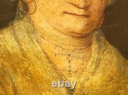 Tableau Ancien. Portrait de femme. Peinture huile sur toile signé. Style XlX°