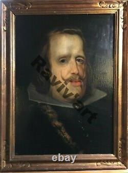 Tableau Ancien Portrait du roi Philippe IV d'Espagne d'après Velasquez (45x32hc)