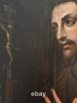 Tableau Ancien, Saint François D'Assise XVIIème, (mains De Anvers)