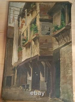 Tableau Ancien Signé Anatole Salles Élève De Manet Maison Colombages
