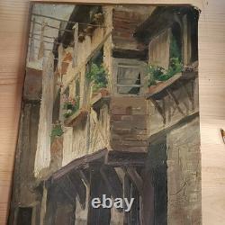 Tableau Ancien Signé Anatole Salles Élève De Manet Maison Colombages