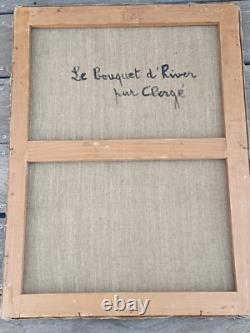 Tableau Ancien Signé Auguste Clergé 1946 Bouquet Fleurs Devant La Fenêtre 61x46