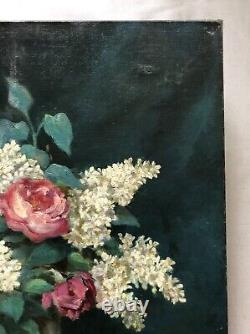 Tableau Ancien Signé, Bouquet De Fleurs, Huile Sur Toile, Peinture, Début XXe