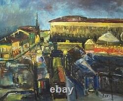 Tableau Ancien Signé, Encadré, Fête Foraine, Huile Sur Toile, Peinture, XXe