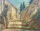 Tableau Ancien Signé Henri Vignet, Ruelle Du Sud Animée, Peinture, Début XXe