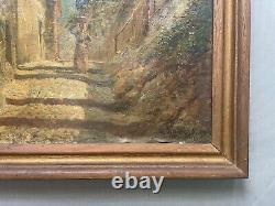 Tableau Ancien Signé Henri Vignet, Ruelle Du Sud Animée, Peinture, Début XXe