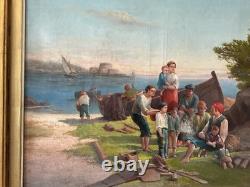 Tableau Ancien Signé Huile Sur Toile XIX Siècle