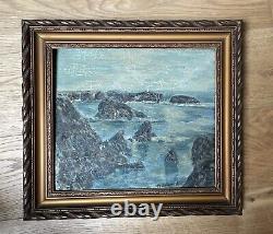 Tableau Ancien Signé J. SCHMID paysage Maritime Rochers Bretagne