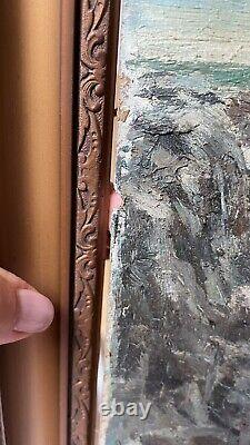 Tableau Ancien Signé J. SCHMID paysage Maritime Rochers Bretagne