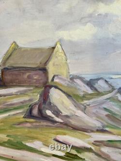 Tableau Ancien Signé Paysage Maritime Bretagne Mer