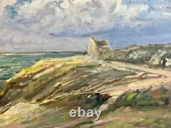 Tableau Ancien Signé Paysage Maritime Bretagne Mer