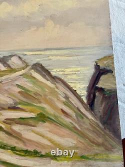 Tableau Ancien Signé Paysage Maritime Bretagne Mer