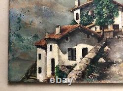 Tableau Ancien Signé, Paysage du Pays Basque, Huile sur toile, Peinture, XXe