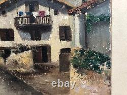 Tableau Ancien Signé, Paysage du Pays Basque, Huile sur toile, Peinture, XXe
