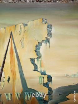 Tableau Ancien Surréaliste Huile Sur Toile Signée Hostyn Heures Perdues