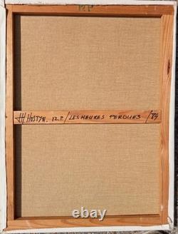 Tableau Ancien Surréaliste Huile Sur Toile Signée Hostyn Heures Perdues