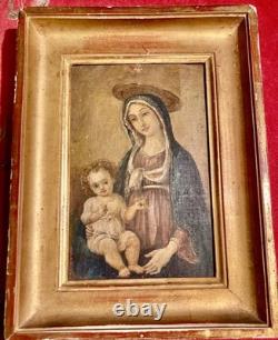 Tableau Ancien Vierge à l'Enfant Christ Peinture Religieuse à identifier