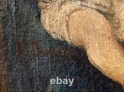 Tableau Ancien Vierge à l'Enfant Christ Peinture Religieuse à identifier