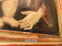 Tableau Ancien Vierge à l'Enfant Christ Peinture Religieuse à identifier
