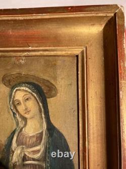 Tableau Ancien Vierge à l'Enfant Christ Peinture Religieuse à identifier