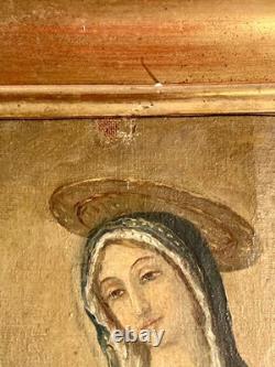 Tableau Ancien Vierge à l'Enfant Christ Peinture Religieuse à identifier