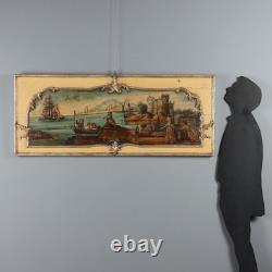 Tableau Ancien Vue du Port Huile sur Panneau XIXe Siècle Original