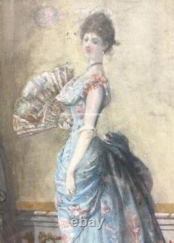 Tableau Ancien XIXe G. Deloye Prix de Rome Silhouette Féminine Belle Époque