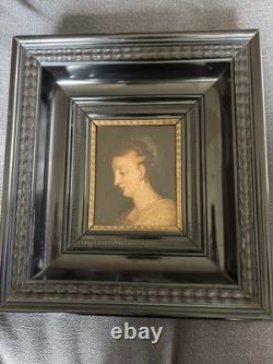 Tableau Ancien XVII XVIII Tete De Femme Ecole Flamande Cadre Noir Hollandais