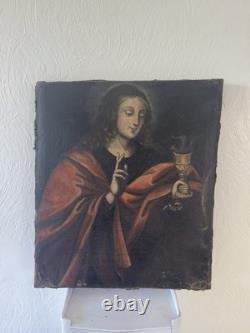 Tableau Ancien XVIIe Siècle Saint Jean l'Évangéliste