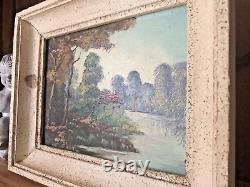 Tableau Ancien à l'Huile sur Planche de Bois de Louis Andrey Ouvre Originale