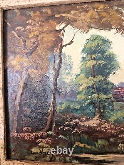 Tableau Ancien à l'Huile sur Planche de Bois de Louis Andrey Ouvre Originale