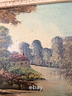 Tableau Ancien à l'Huile sur Planche de Bois de Louis Andrey Ouvre Originale