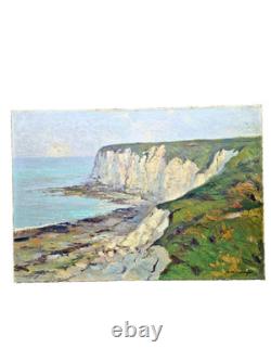 Tableau Ancien de Léon Launay (1890-1956) Côte Normande École De ROUEN