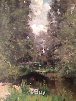 Tableau Ancien fin XIXème Impressionniste Le Ruisseau Dans le gout Alfred SISLEY