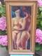 Tableau Ancien, huile Sur Toile, Nu Féminin/ Reflet Miroir Signé Dero