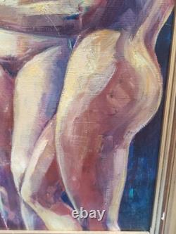 Tableau Ancien, huile Sur Toile, Nu Féminin/ Reflet Miroir Signé Dero
