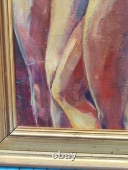 Tableau Ancien, huile Sur Toile, Nu Féminin/ Reflet Miroir Signé Dero
