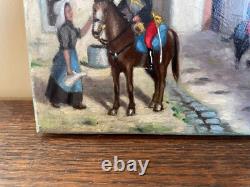 Tableau Ancien huile sur panneau J. B M VECKER (1899-1988) scène époque napoleon