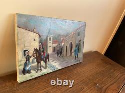 Tableau Ancien huile sur panneau J. B M VECKER (1899-1988) scène époque napoleon