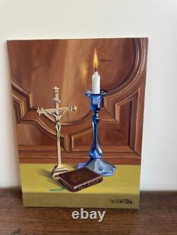 Tableau Ancien huile sur panneau J. B Maurice VECKER 1899-1988 nature morte