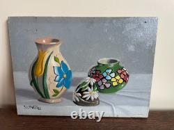 Tableau Ancien huile sur panneau J. B Maurice VECKER (1899-1988) nature morte