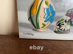 Tableau Ancien huile sur panneau J. B Maurice VECKER (1899-1988) nature morte