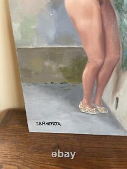 Tableau Ancien huile sur panneau J. B Maurice VECKER (1899-1988) nue