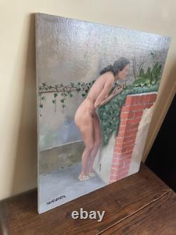 Tableau Ancien huile sur panneau J. B Maurice VECKER (1899-1988) nue