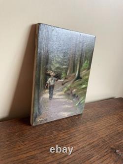 Tableau Ancien huile sur panneau J. B Maurice VECKER (1899-1988) paysans