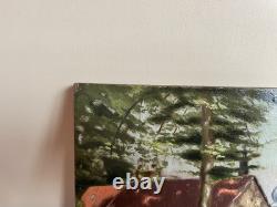 Tableau Ancien huile sur panneau J. B Maurice VECKER (1899-1988) vue sur village