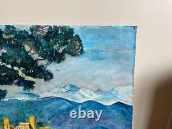 Tableau Ancien huile sur panneau ROGIER M (1976) les vieux remparts d'Antibes