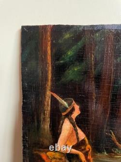 Tableau Ancien huile sur panneau TABURIAUX 1948 (début XXe-s) indienne