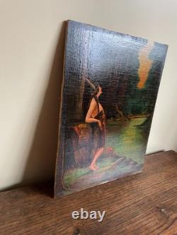 Tableau Ancien huile sur panneau TABURIAUX 1948 (début XXe-s) indienne