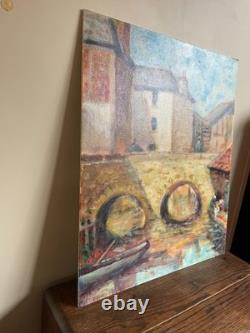 Tableau Ancien huile sur panneau VROT (début XXe) le pont st jacques à Lamballe
